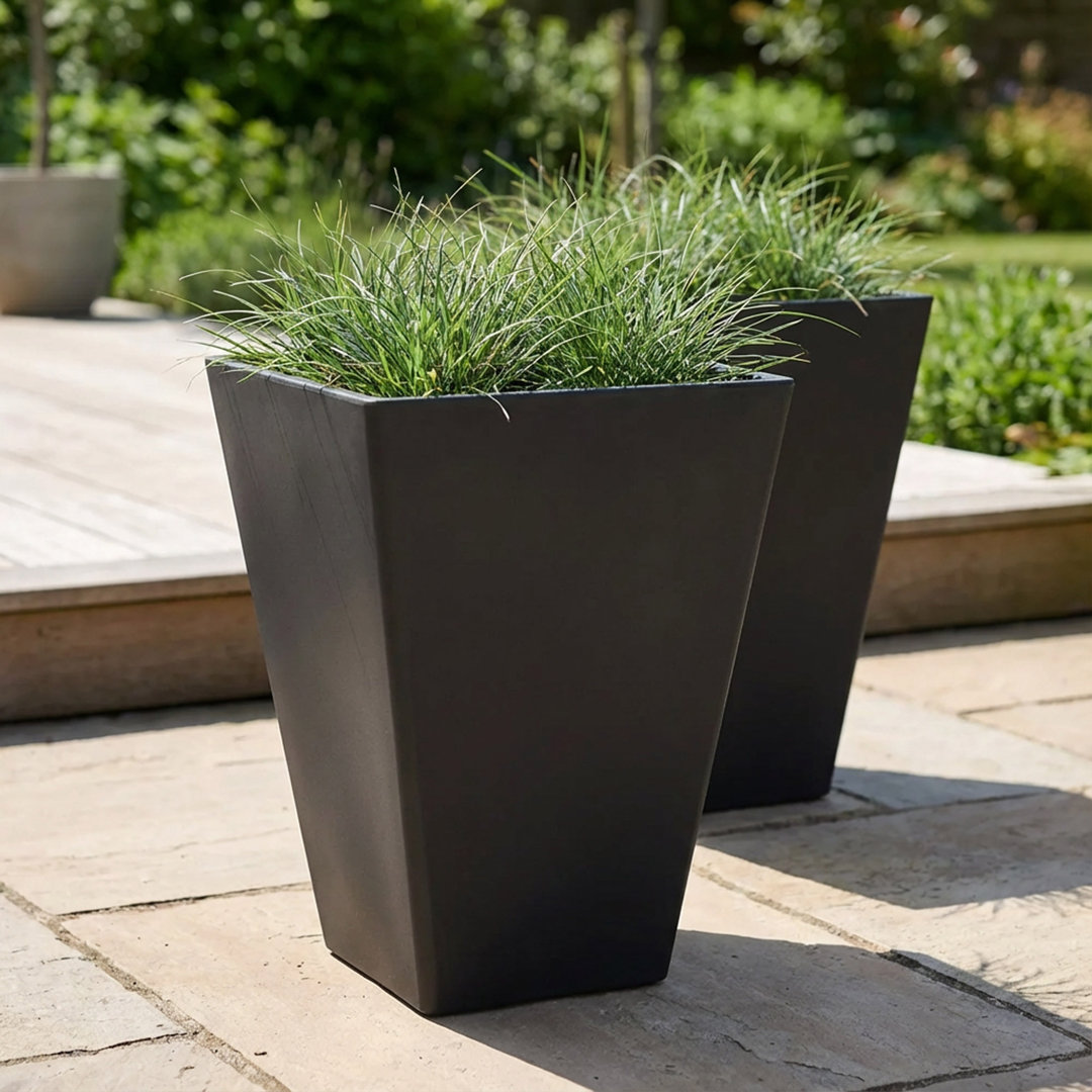 Cara 2-Pack Square Composite Pot Planters Charlton Home®