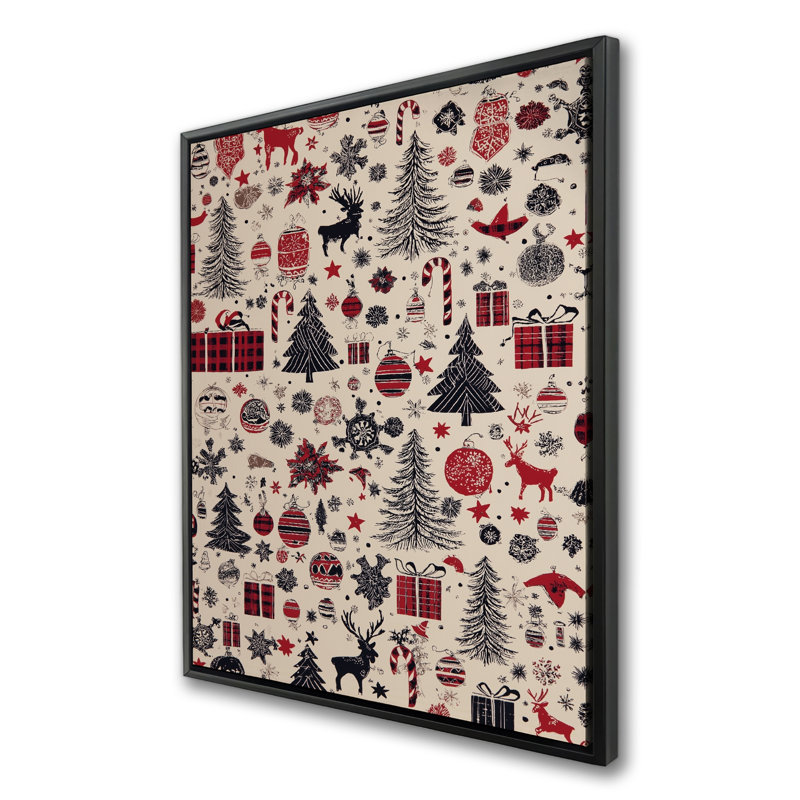 Motif de cadeau de Noël - Toile encadrée blanche