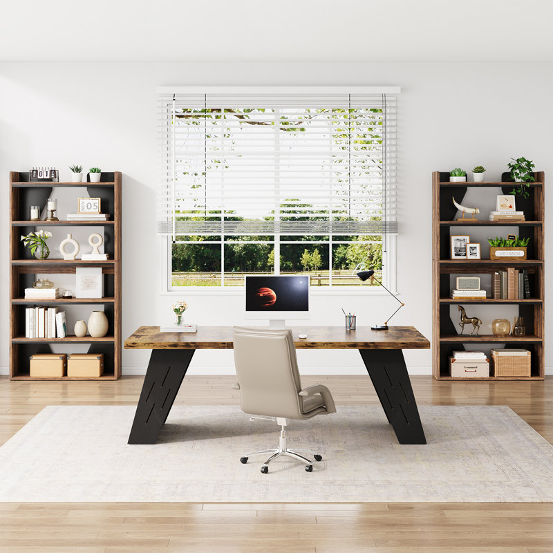 70.9 Inch Bookcase, Display Bookshelves for Home Office and Living Room, Brown and Black