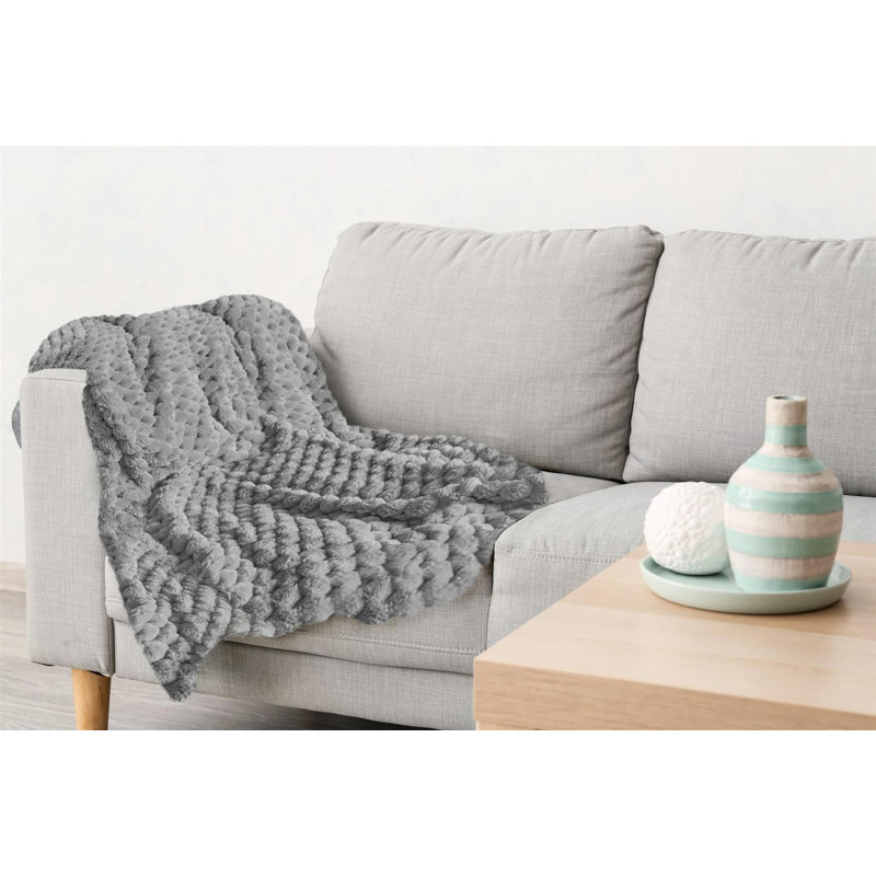 Woodby Hand Woven Throw Blanket, 140 W x 180cm L, Silver