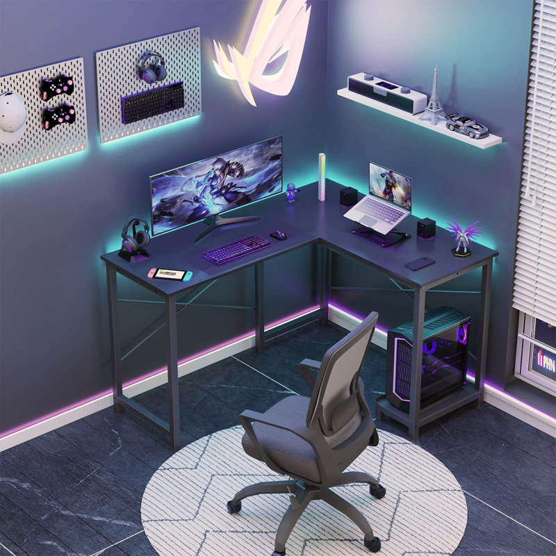 Bureau de jeu en L, Noir