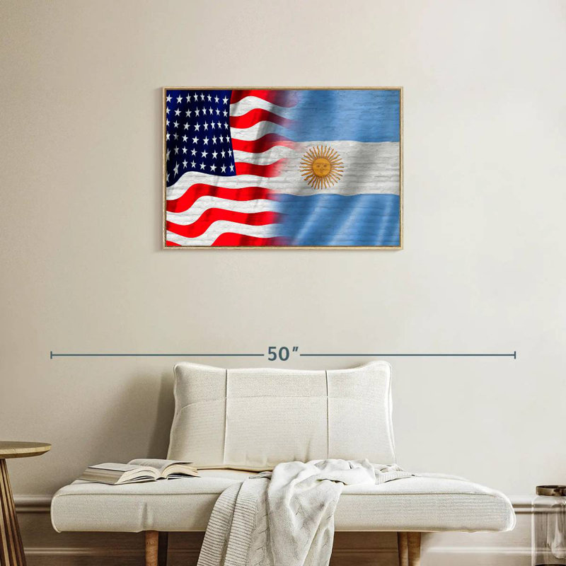 États-Unis et l'Argentine Molesley, Cadre flottant en bois naturel, 31 po x 21 po