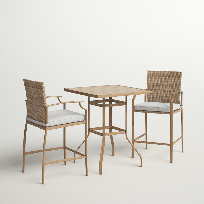 3 pièces avec accoudoirs avec coussin carré et tabouret de bar Pella