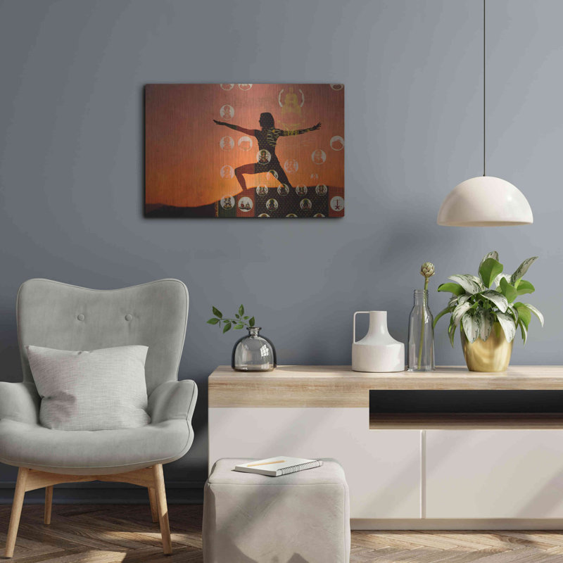 Red Barrel Studio® «Sunrise Yoga Meditation» par Elena Ray, art mural en métal, H 16 po x l 24 po