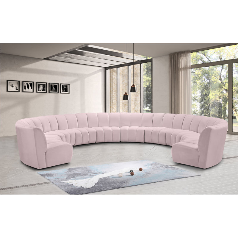 Canapé modulaire en velours Infinity, Velours rose, 10 pièces