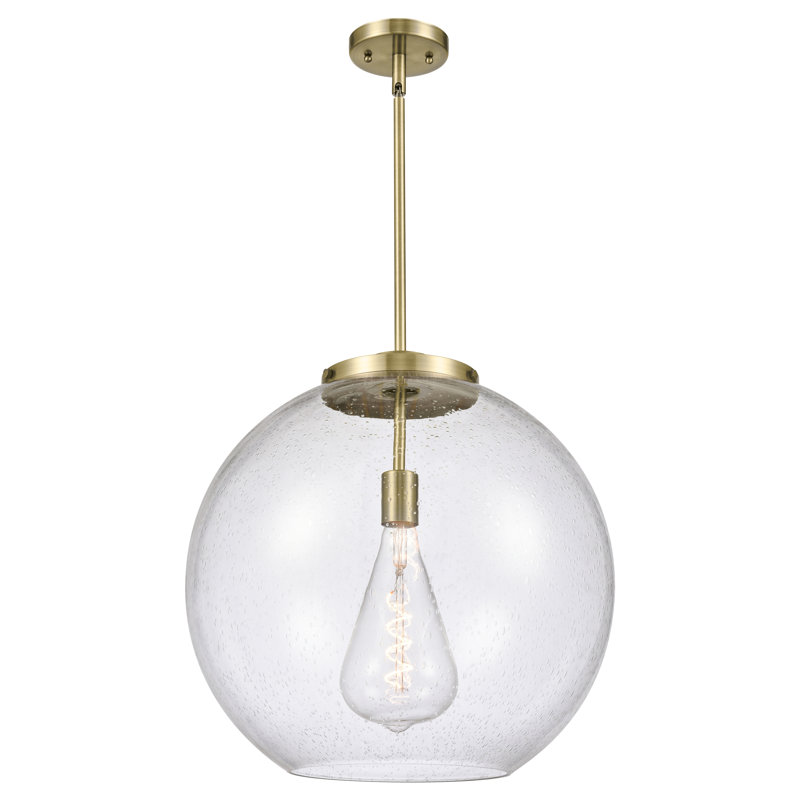 Luminaire suspendu sphère 1 lumière DEL Ralph, Grainé, Laiton antique