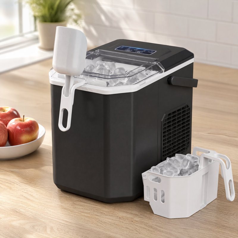 Countertop Ice Maker 33Lbs/Day, Chewable Sonic Ice, Self-Cleaning, Quiet And Compact For Home, Kitchen, Office, Parties And Camp