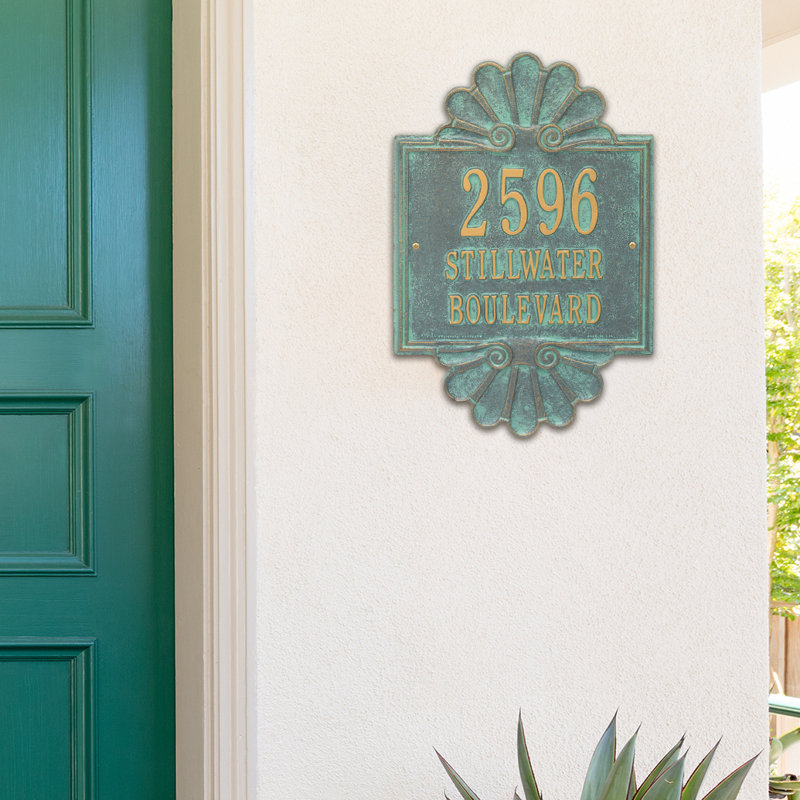 Signature Series 3-Line Wall Address Plaque, Verdigris, Bronze, Yes