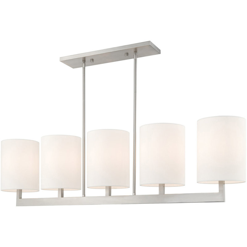 Lustre classique à 5 lumières avec abat-jour, Nickel brossé