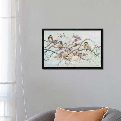 Birds On Cherry Blossom Branch by Patricia Pinto - Print on Canvas
