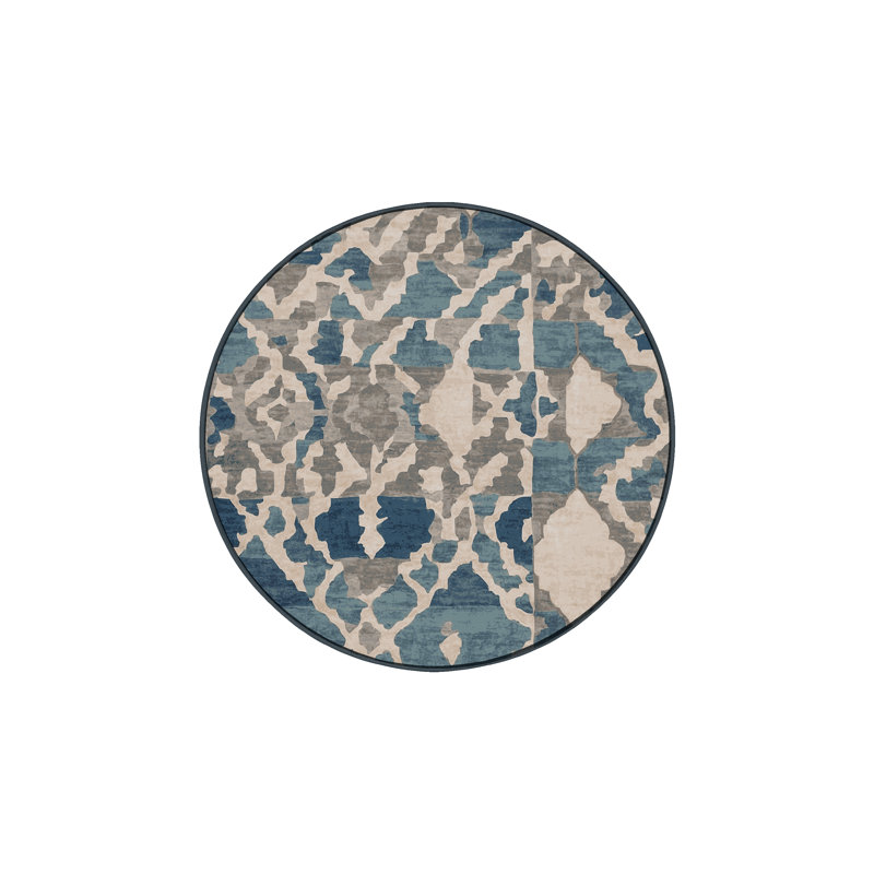 Tapis gris soyeux et moelleux, Rond 7 pi