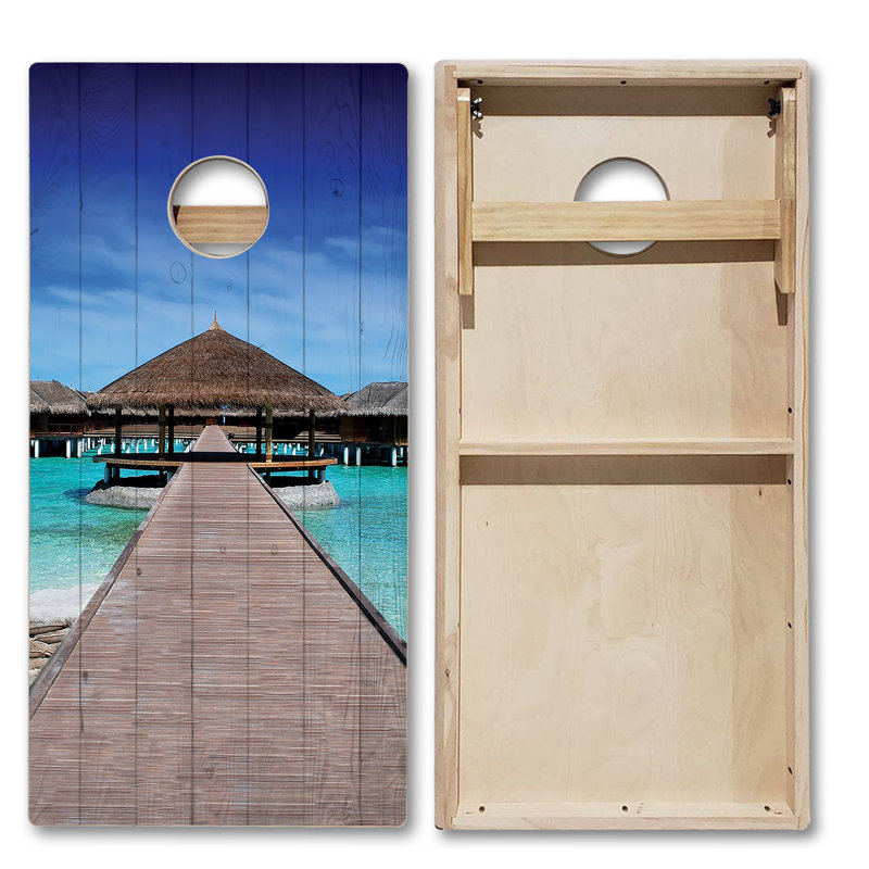 Tailgating Pros Solid Wood Foldable Cornhole Set with Carrying Case