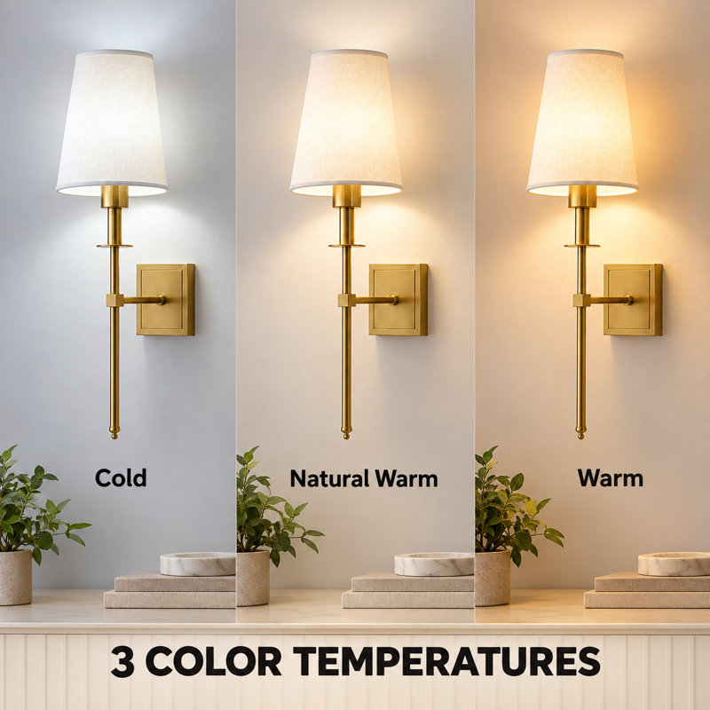 Applique murale moderne à intensité variable avec abat-jour en lin beige fuselé, applique murale 1 lumière câblée avec base moyenne E26, H 22,93 po