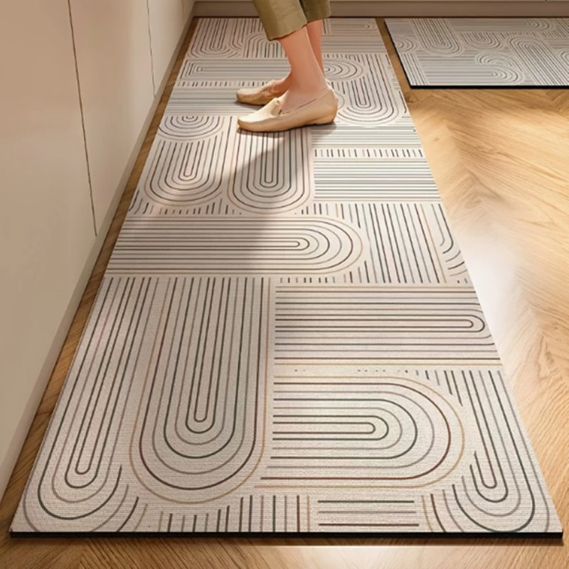 Absorbent Floral Non-Skid Runner Rug with Rubber Backing for Entryway & Kitchen, Flowers, 19.7"x63"