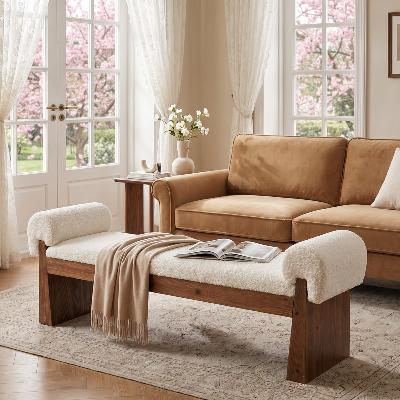 Banc en bois avec repose-pieds
