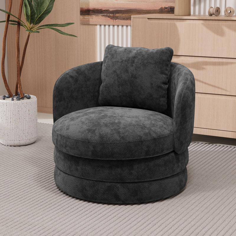 Fauteuil d'appoint large et moderne rembourré, Gris foncé