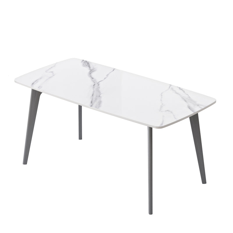 Table de salle à manger 62,99 po Modern Stone, Blanc