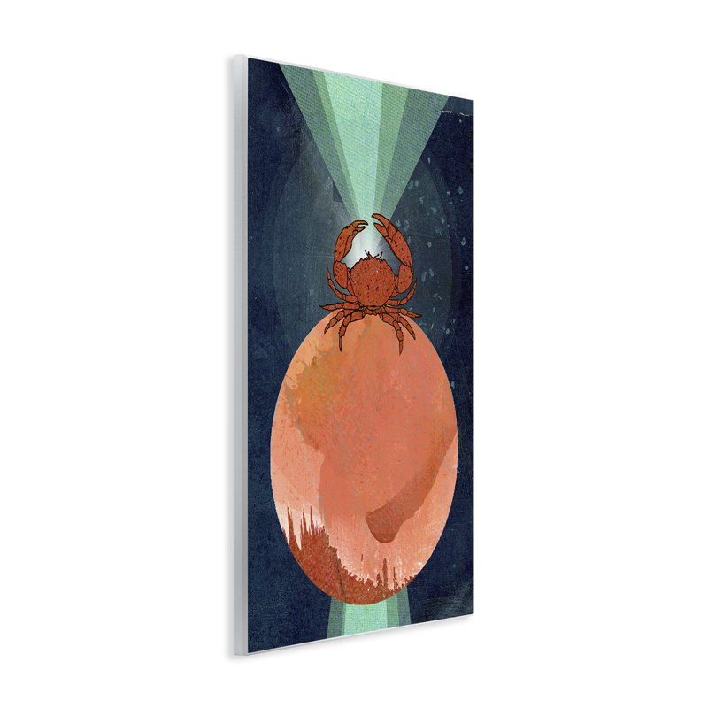 Art mural surréaliste sur crabe sur sphère par Lindsey Newman, H 15 po x l 10 po