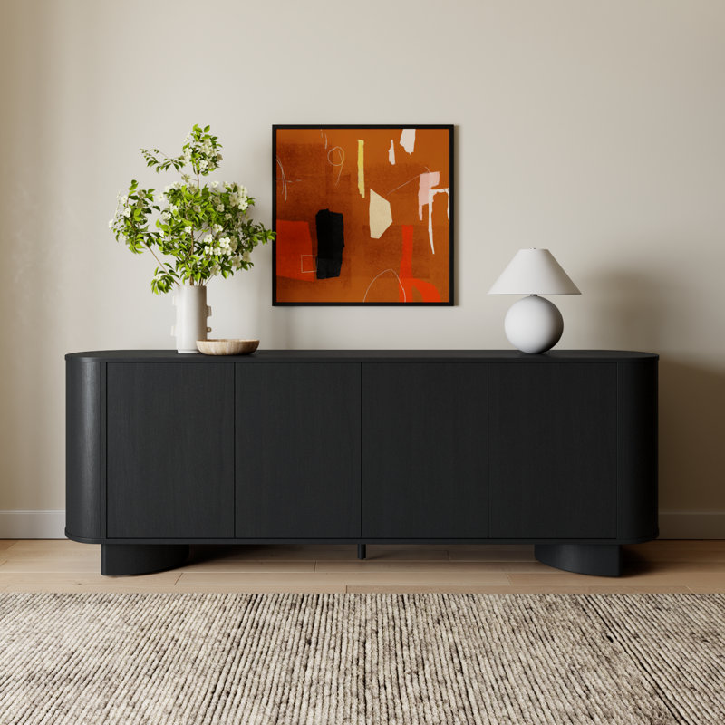 Haiden 94" Wide Sideboard, Aged Black Acacia