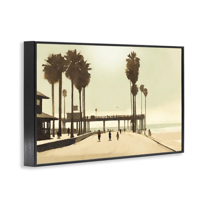 Art giclée sur la plage tropicale Stupell Industries par Noah Bay, H 20 po x l 30 po, Giclée encadrée noir minuit
