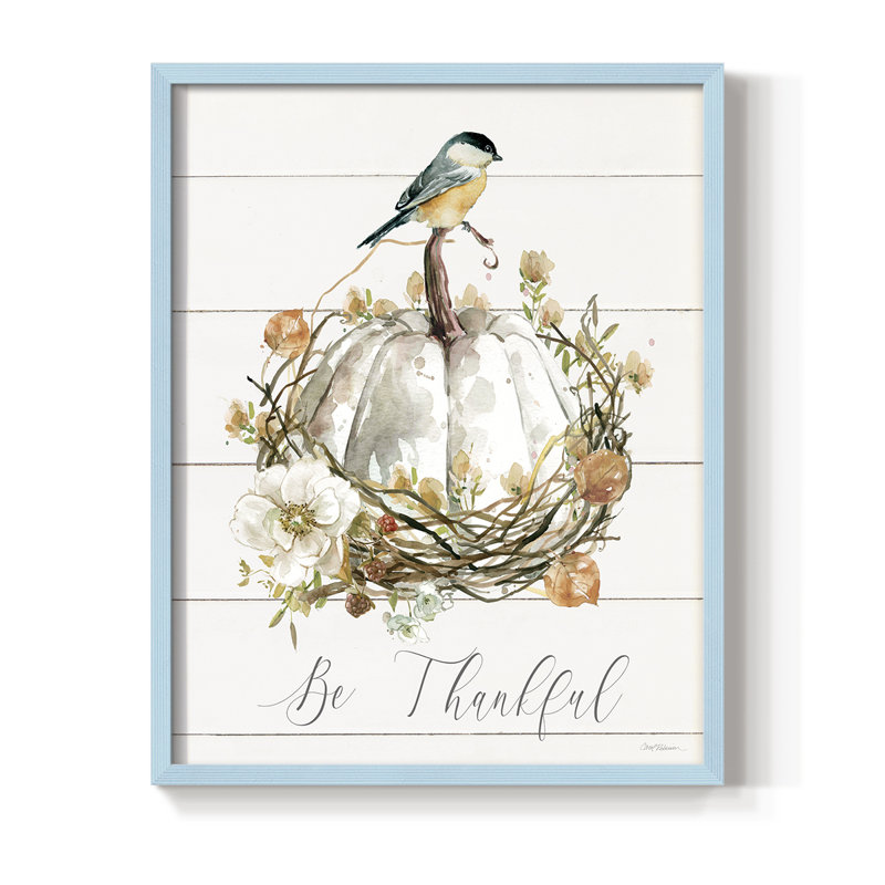 «Be Thankful Bird», reproduction encadrée - bois massif, H 11 po x l 9 po, Bleu