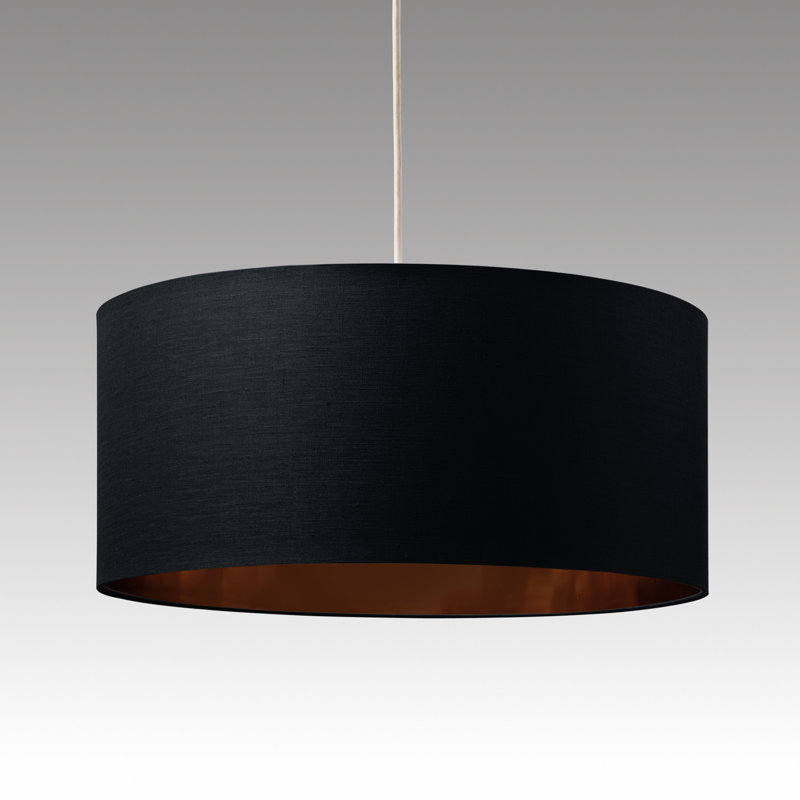 Milo 20cm H Cotton Drum Lamp Shade ( Uno ), Black