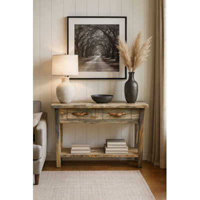 Console Big Edge de la collection Big Sky avec tablette, 4 pi, finition laquée transparente naturelle