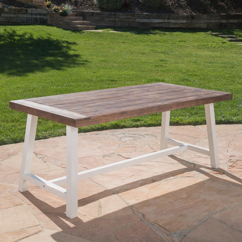 Table basse en bois massif Aditya, H 29,25 po x P 35,5 po x l 71 po, Brown/White