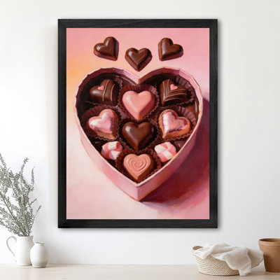 Noir encadré de chocolat en forme de cœur rétro, impression amour, impression sur le thème de la Saint-Valentin