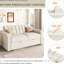 Lit beige avec structure en bois - Siège pour 2 personnes avec rembourrage en mousse haute densité-1831318171