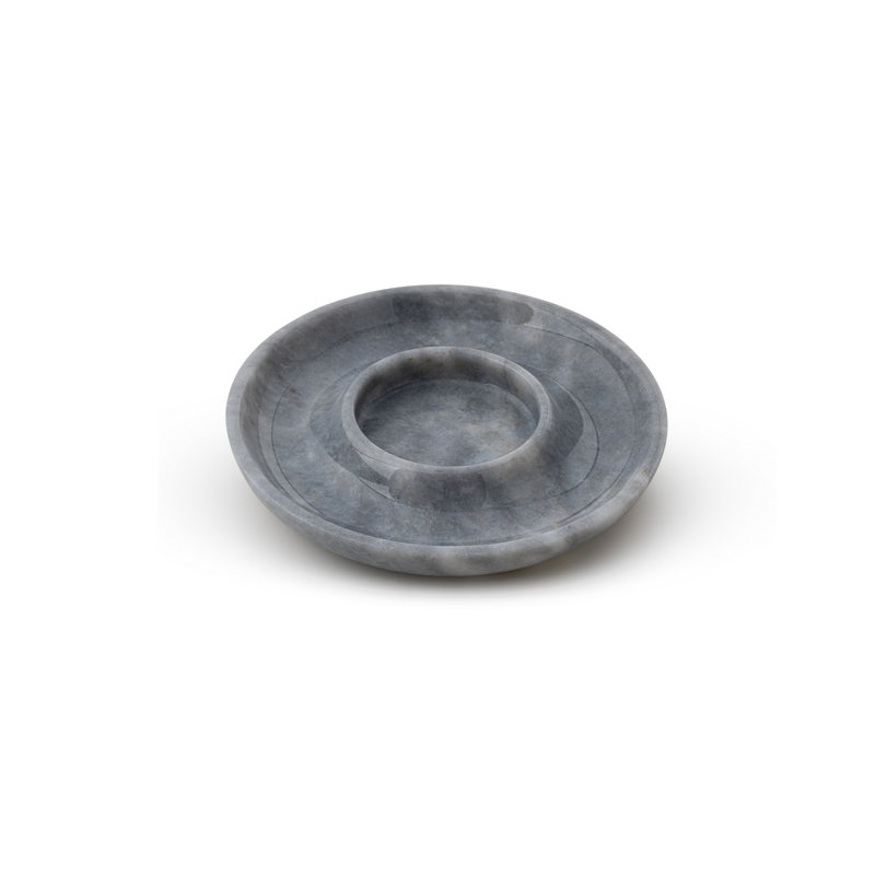 Stylish Bathroom Tray, 8.7 in Diameter x 1.2 in Height | 100% Verona Grey Marble | Elegant Design for Countertop Organization & Décor | Perfect for Storing Toiletries, Jewelry, and More