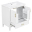 Meuble-lavabo cannelé élégant 30 po avec lavabo en céramique, boîte simple, pieds en bois massif, portes et tiroir à fermeture en douceur, tablette de porte, blanc, meubles-lavabos, meubles-lavabos