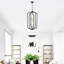 Lustre - Lanterne suspendue à 8 niveaux de style campagnard à niveaux, métal au fini noir, luminaires suspendus modernes
