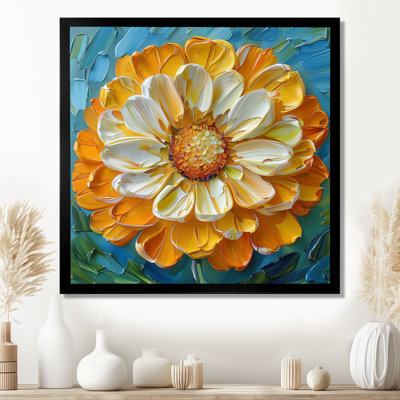 Peinture jaune jaune souci en fleurs I - décoration murale souci