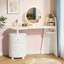 Coiffeuse avec miroir rond à DEL 3 couleurs, armoire de rangement cylindrique rotative à 3 niveaux, meuble-lavabo de luxe léger, assemblage facile