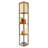Shelf Floor Lamp For Bedroom/Living Room, Natural Wood With Long Shade