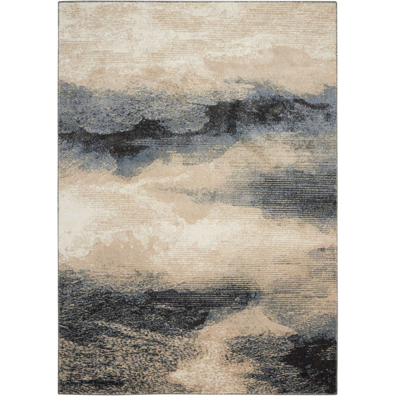 Tapis gris contemporain Ashli, Rectangle 6 pi 6 po x 9 pi 6 po