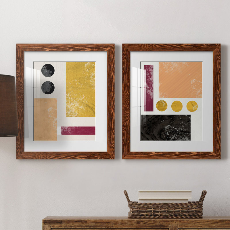 Essie Abstract I - Ensemble de 2 reproductions d'art, H 24 po x l 36 po x P 1,5 po, Papier avec cadre érable, Blanc