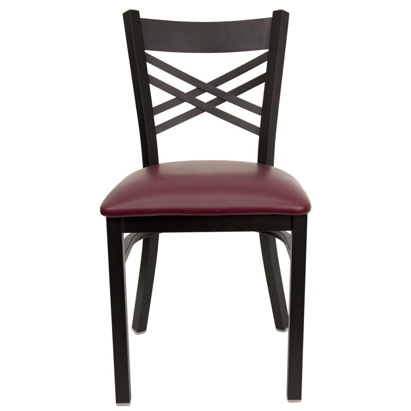 Prompton Modern "X" Back Metal Restaurant Chairs (Set of 2) by Flash Furniture, Burgundy