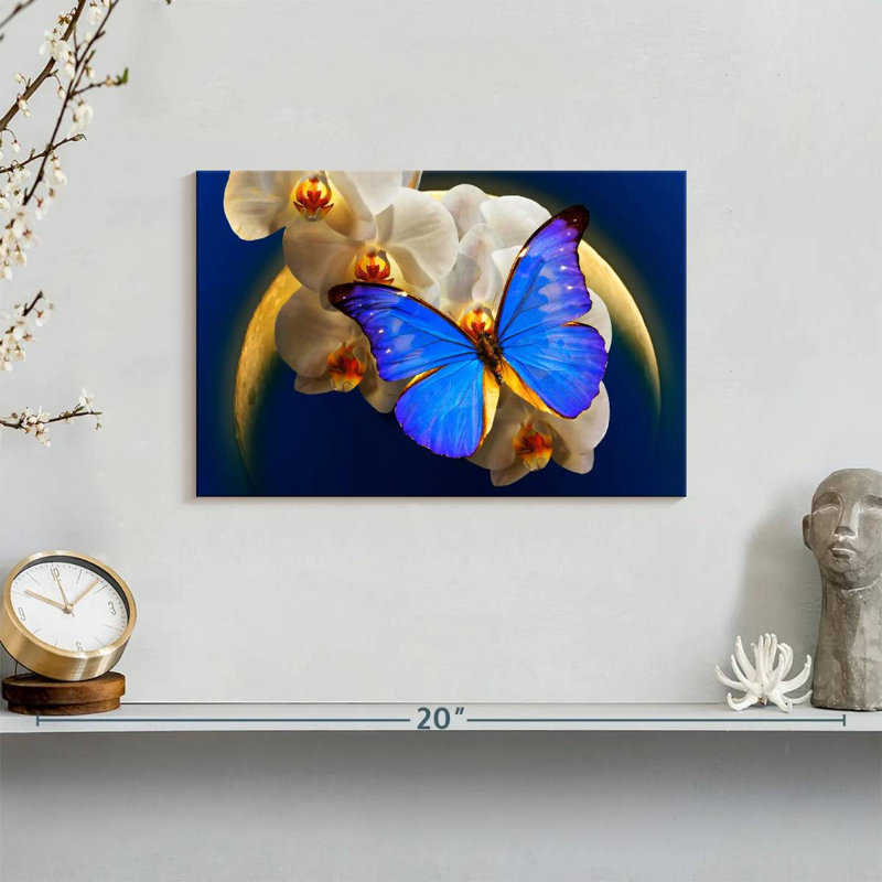 Moonlit Morpho Butterfly, 8" H x 12" W