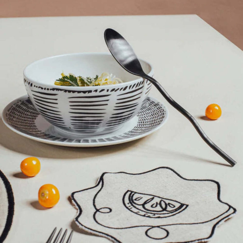 Line Drawing Handmade Porcelain Cereal Bowl