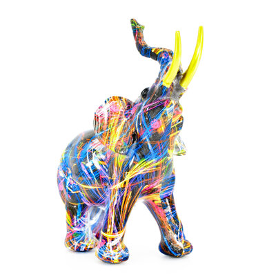 Adam & Friends Home Decor Abstract Elephant Sculpture | 1-Piece | Multi With Gold Tusks