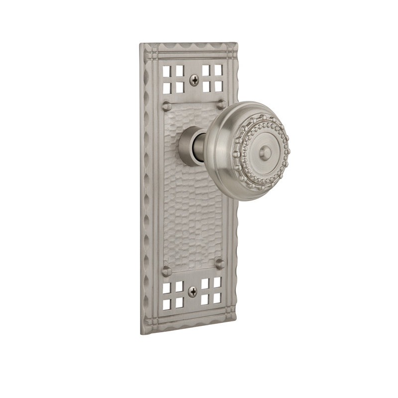 Craftsman Plate with Meadows Door Knob, Satin Nickel, 2-3/4"