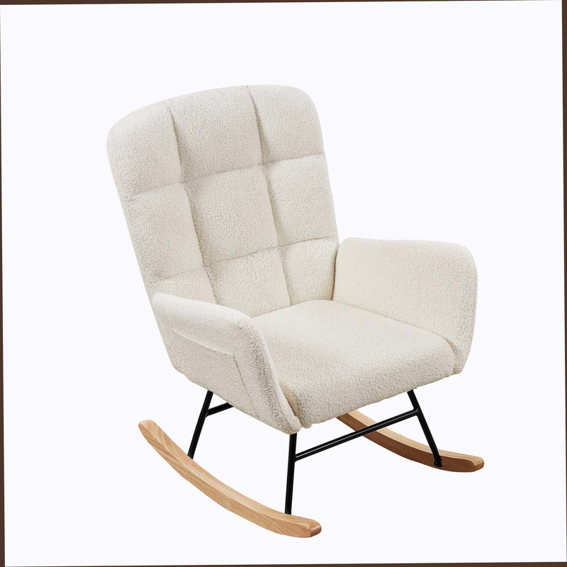 Cream White Teddy Rocking Armchair
