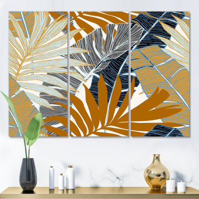Palmier abstrait tropical et feuilles de bananier - impression de 3 pièces
