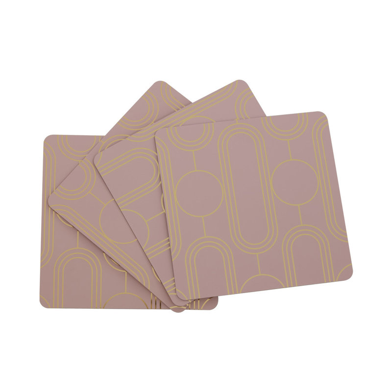 Square 4 Piece Coaster Set, Pink