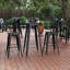 Table de bar commerciale / intérieure ronde en poly avec structure en acier Greory-1626516435-1626516434
