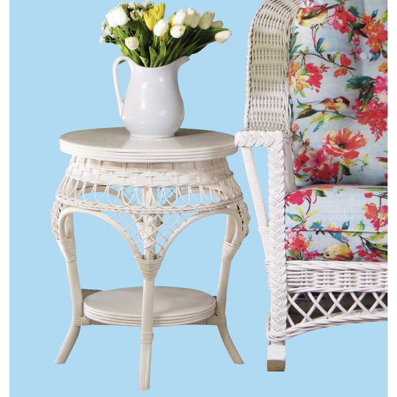 Table de bout en bois massif Larocco, Blanc