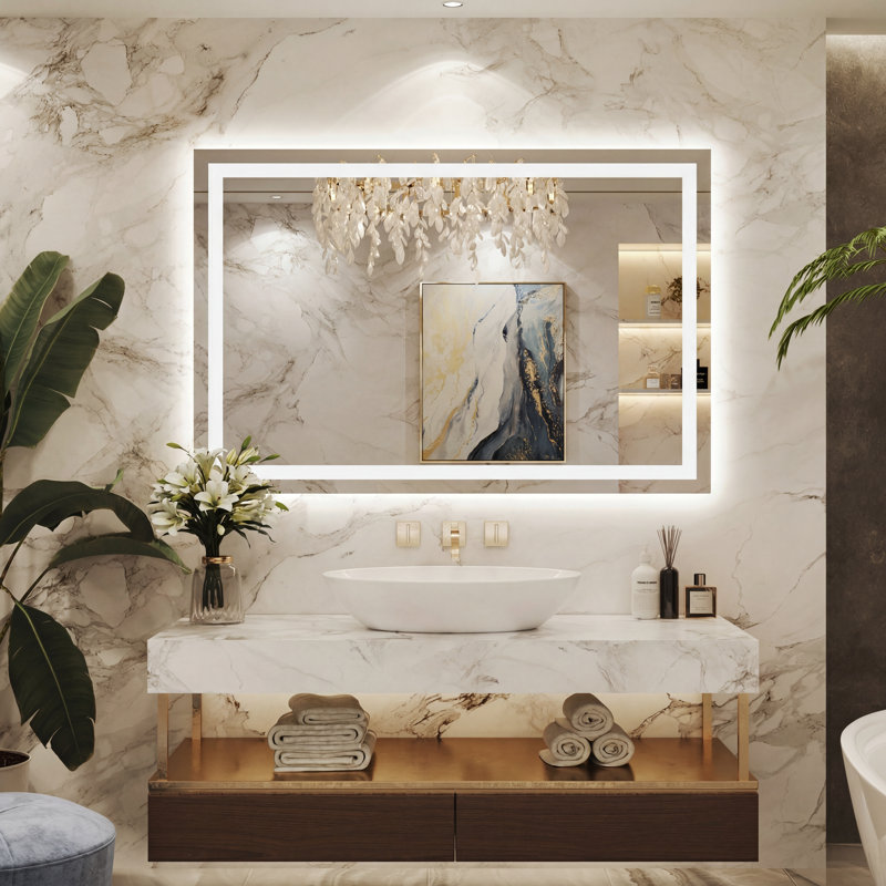 Miroir de salle de bain Lunara, 48 po x 32 po