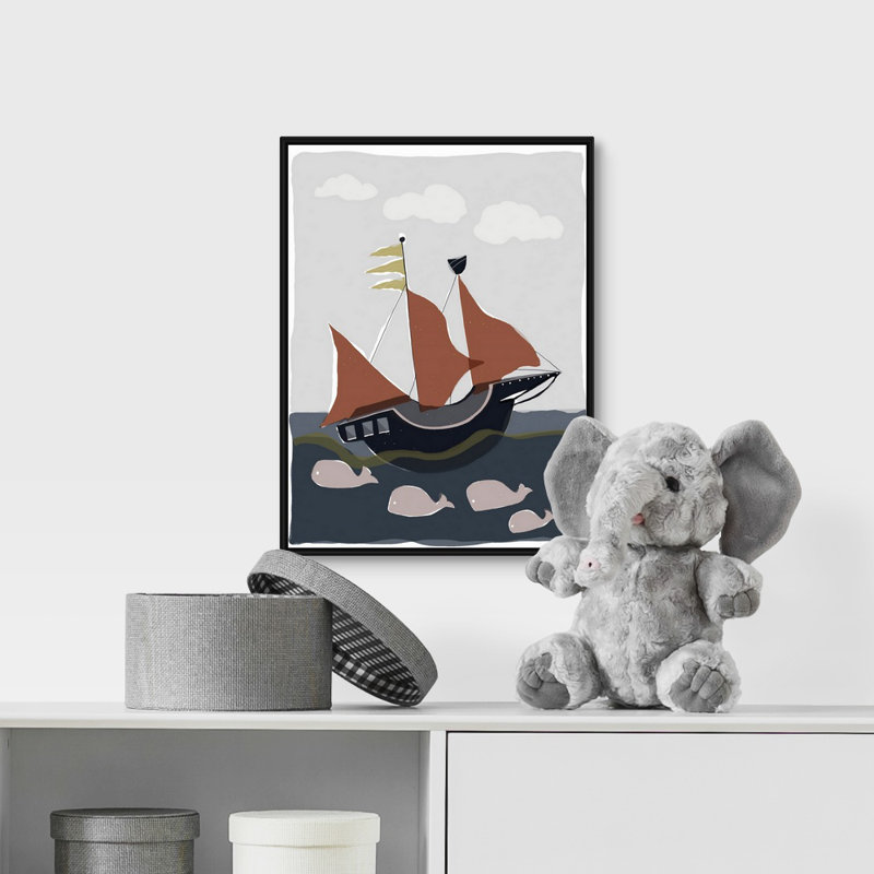 Art sur toile ahoy ii Sikes, Cadre flottant noir, H 16 po x l 12 po x P 1,75 po